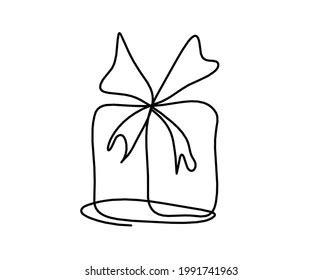 Abstract Present Box Continuous Line Drawing Stock Vector (Royalty Free ...