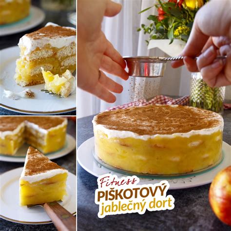 Fitness nepečený piškotový jablečný dort zdravý recept BAJOLA Fit