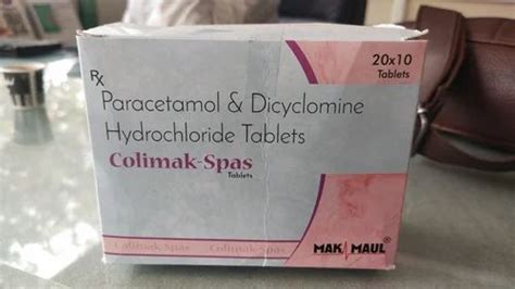 Paracetamol Dicyclomine Hydrochloride Tablets At Box