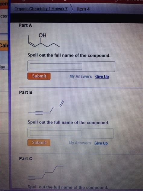 Solved Part A Spell Out The Name Of The Compound Part B Chegg