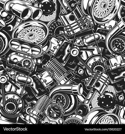 Automobile Car Parts Seamless Pattern Royalty Free Vector