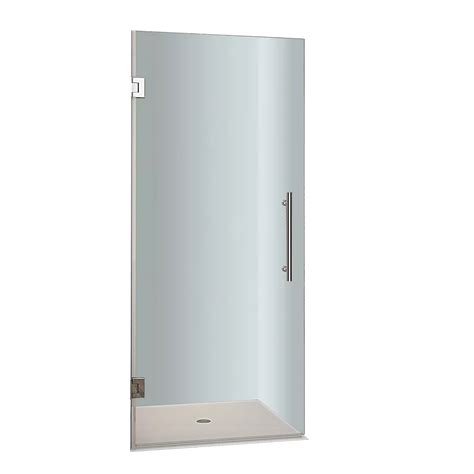 Aston Cascadia 27 Inch X 72 Inch Completely Frameless Hinged Shower Door In Stainless Stee