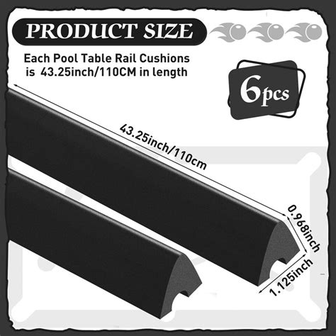 Set Of 6 K66 Rubber Bumpers Pool Table Bumpers Pool Table Rail Cushions