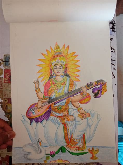 How To Draw Saraswati Step By Step