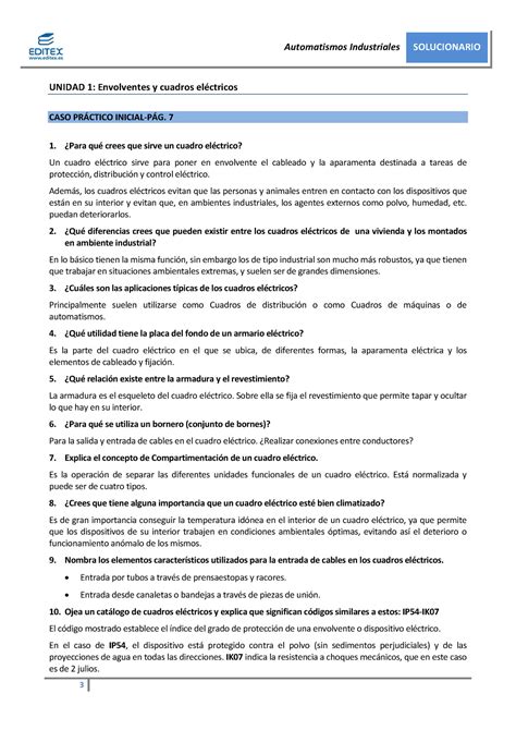 Solucionario Automatismos UD1 UNIDAD 1 Envolventes Y Cuadros