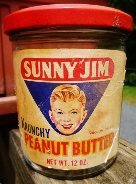 Vintage Peanut Butter Jar 12 OZ | Sunny Jim Krunchy Peanut Butter