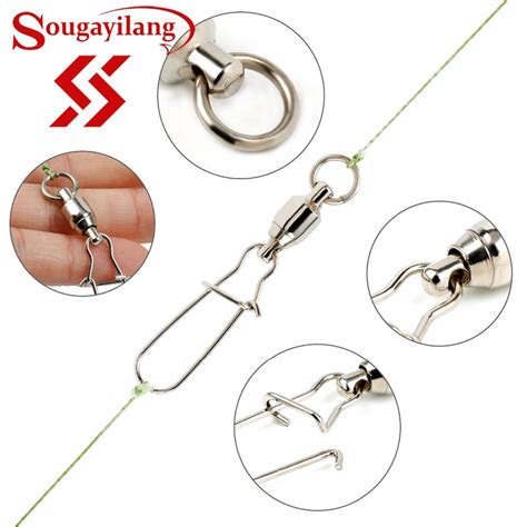 Sougayilang 50Pcs Fishing Connector Pin Bearing Rolling Fishing Swivel