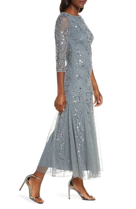 Pisarro Nights Illusion Sleeve Beaded A Line Gown Nordstrom