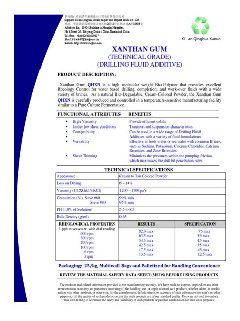 xanthan gum  drilling fluids  rheology viscosity