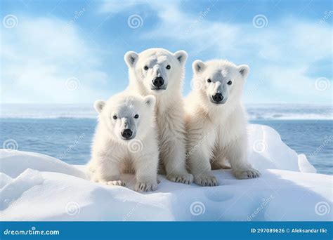 Polar Bear Cubs in the Snow. Ai Generative Stock Illustration - Illustration of cubs, brothers ...