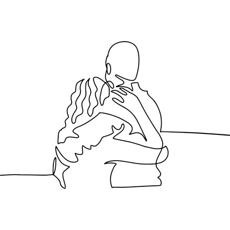 One Continuous Single Drawn Line Art Doodle Couple In Love Hugging