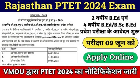 Rajasthan Ptet Last Date