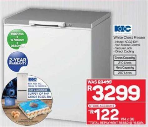 KIC White Chest Freezer Offer At Pick N Pay