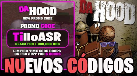 NUEVOS CÓDIGOS de DA HOOD activos MAS DE 1 000 000 DHC ROBLOX