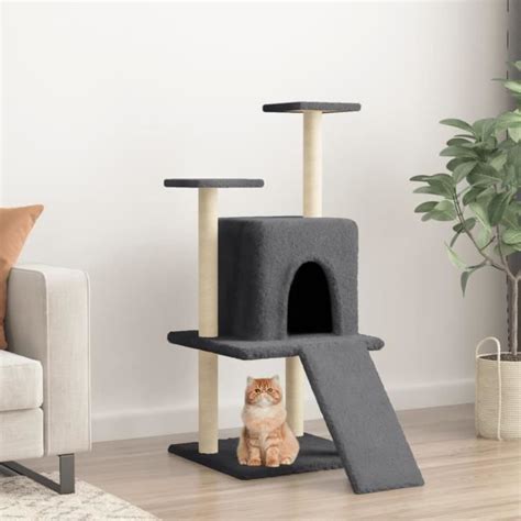 SIB Arbre à chat avec griffoirs en sisal gris foncé 110 cm