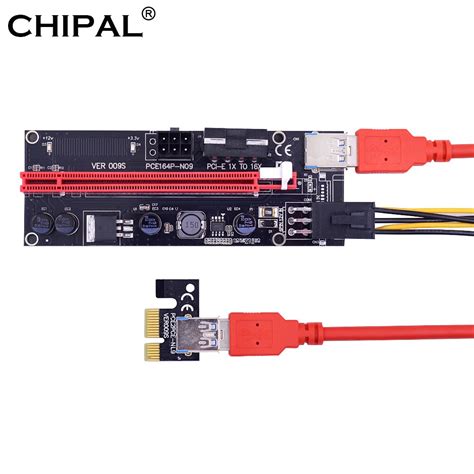 CHIPAL 100PCS VER009S 60CM PCI E Riser Card PCIE 1X To 16X Extender