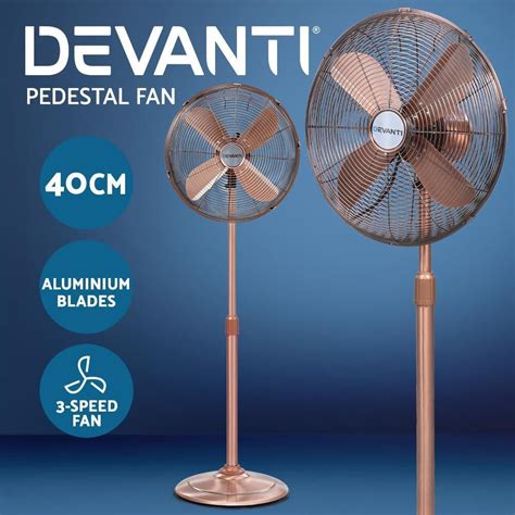 Devanti Metal Pedestal Fan Vintage Portable Fans Oscillating Tilt