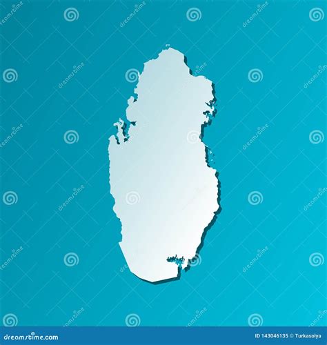 Qatar Blue Low Poly Map With Capital Doha Vector Illustration