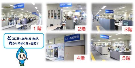 堺市上下水道局「すいちゃん」【公式】 On Twitter 上下水道局の本庁舎では、お客さまや業者の方が手続き等で来庁した時にどこに行けば