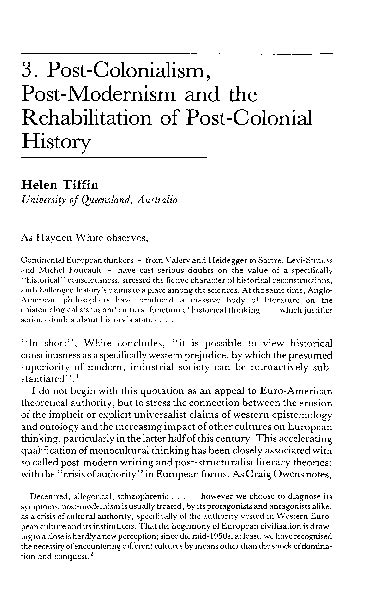 Pdf Post Colonialism Post Modernism And The Rehabilitation Of Post