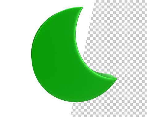 Premium Psd Ramadan Crescent Green Half Circle Moon Icon 3d Render