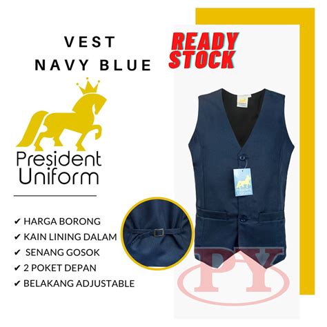 Pv Vest Biru Navy Blue Pengawas Ready Stock Vest Sekolah