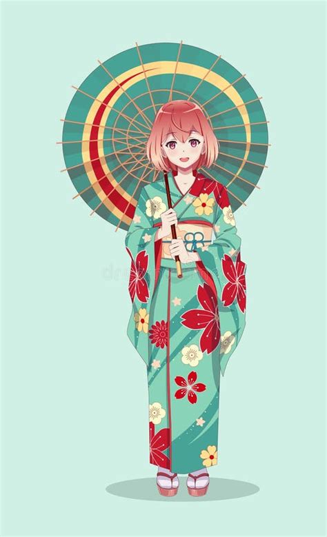 Anime Girls Kimono Stock Illustrations – 111 Anime Girls Kimono Stock ...