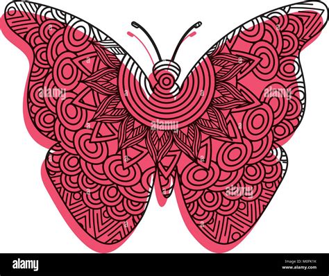 Hand Drawn For Adult Coloring Pages With Butterfly Zentangle Stock