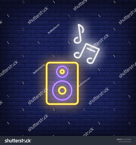 Speaker Music Notes Neon Sign Disco Stock Vector Royalty Free