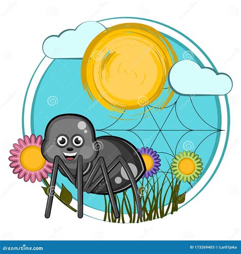 Cartoon of a Cute Happy Spider Stock Vector - Illustration of wildlife, scary: 173269403