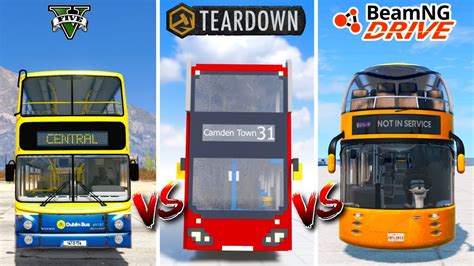 Volvo Vs Teardown Vs Beamng Double Decker Bus Showdown In Gta