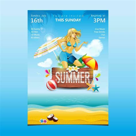 Tropical Summer Beach Party Flyer Design 23341934 Vector Art At Vecteezy