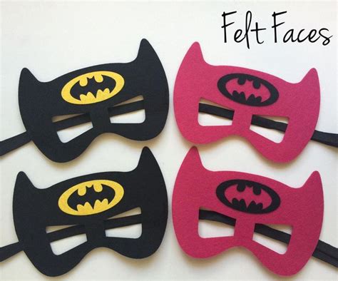 One set of 4 Batman & Batgirl party masks, one of each style shown in ...