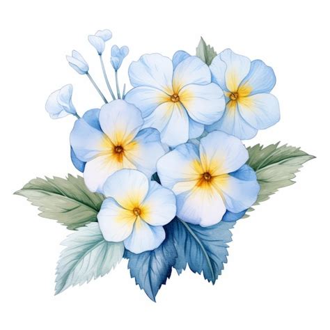 Premium AI Image Blue Viola Flowers Hand Painted Vector Illustration