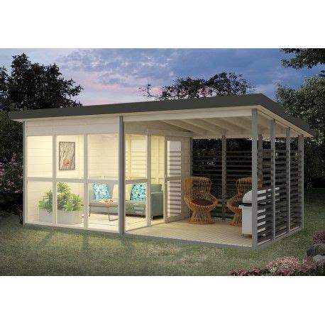 Abri toit plat 9m² PLUS terrasse 9m² traité marron Gardy Shelter