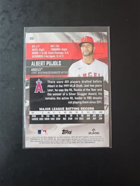 Albert Pujols 2021 Topps Stadium Club Sepia Parallel 300 Angels EBay