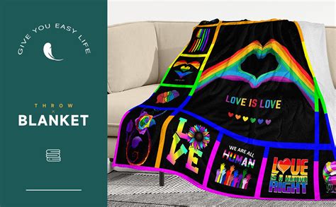 Amazon LGBT Blanket Gay Pride Throw Rainbow LGBT Colorful Flannel