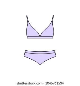 Fashionable Technical Drawing Lingerie Set Fashion Stock Vector