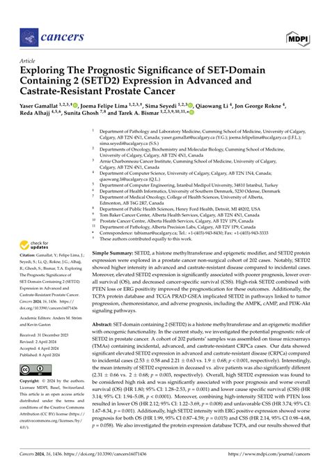 PDF Exploring The Prognostic Significance Of SET Domain Containing 2