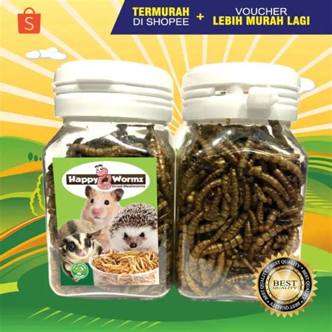 Mealworm Botol Ulat Hongkong Kering Snack Hamster Sugar Glider Landak