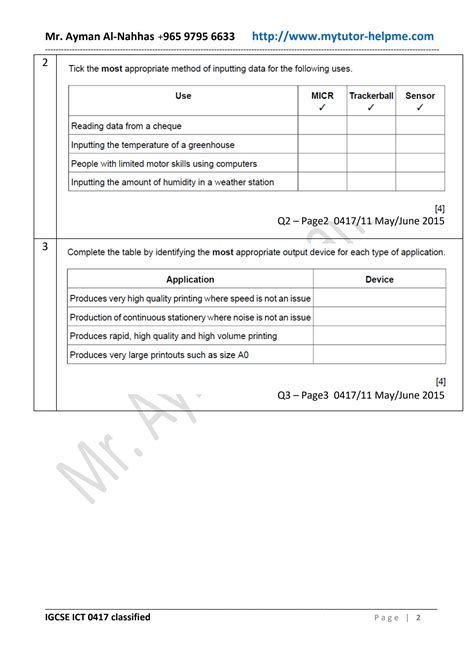 SOLUTION Cambridge IGCSE ICT Classified Chapter 2 Input And Output