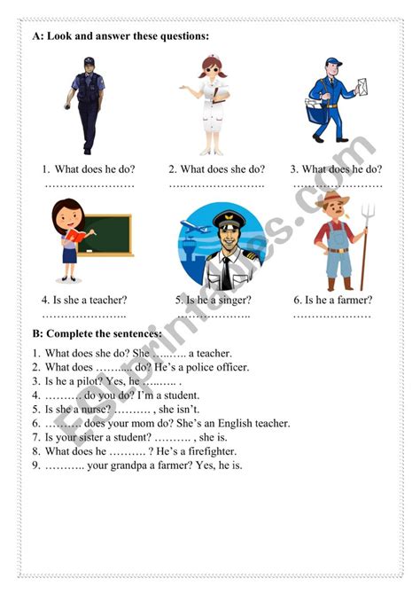 Jobs Esl Worksheet By Engineerteacher