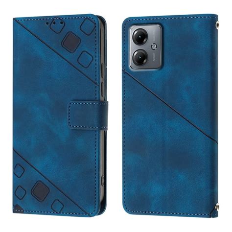 Pen Enkov Pouzdro Embossing Pattern Square Modr Motorola Moto G