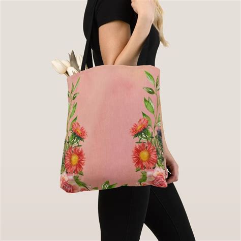 Peach Color Floral Watercolor Tote Bag Zazzle Peach Colors Printed