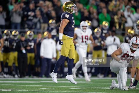 Notre Dame Fighting Irish Linebacker Drue Tranquill Celebrates A