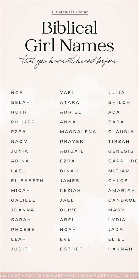 31 Prettiest Biblical Girl Names With Precious Meanings Artofit