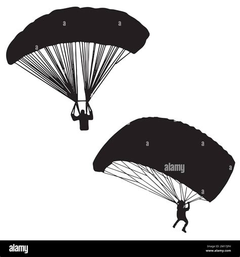 Vector Illustration Of Skydiving Parachuting Silhouette Stock Vector