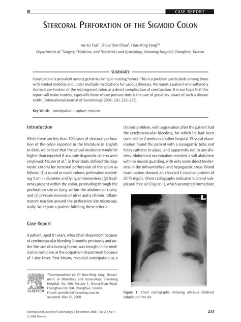 Pdf Stercoral Perforation Of The Sigmoid Colon