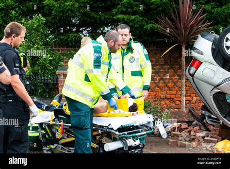 Emergency Services On Scene At A Drink Driving Accident With An Over