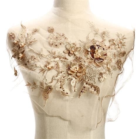 Cm Floral Patch Pearl Beaded Flower Lace Applique Wedding Dress